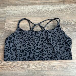 Athleta Breathe In Sports Bra Black Gray Leopard Print Size XL Sporty Loungewear